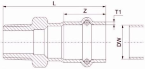 Stainless Steel adapt with male thread press fitting drawing