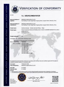 Certificate of pressure equipmet 2014 68 eu